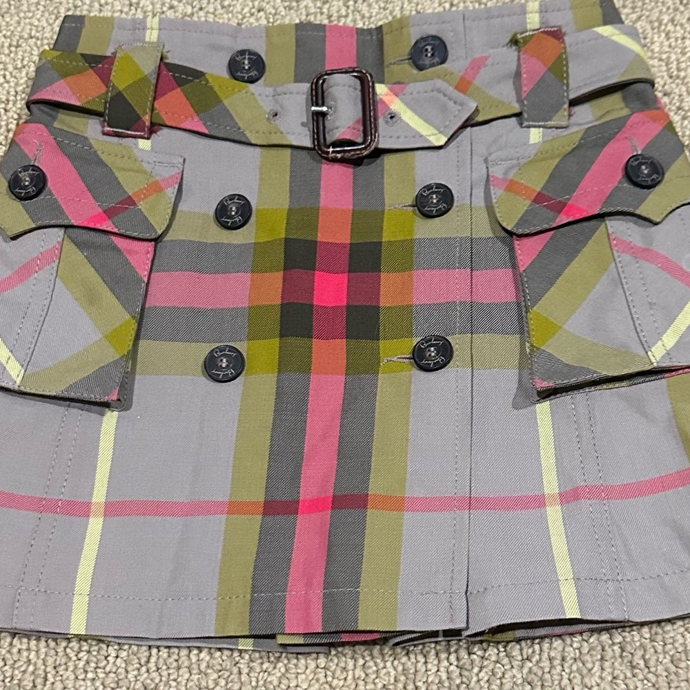 Burberry Gray Pink Mini Cargo Skirt